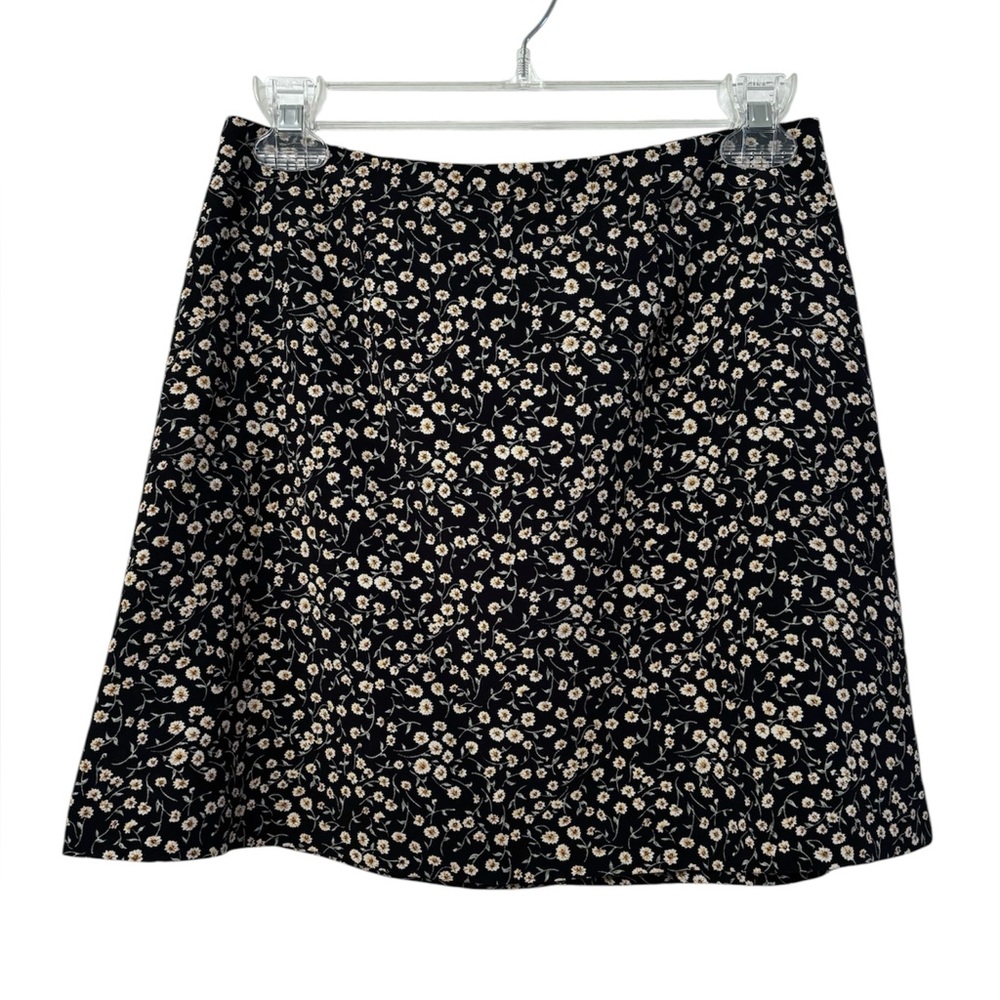Vintage Ditsy Floral Black and Cream Miniskirt